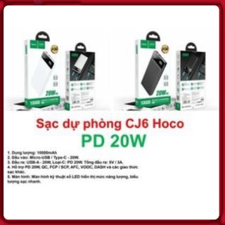 Pin sạc dự phòng 10000mAh chính hãng HOCO CJ6 công nghệ sạc nhanh PD 20W + QC 3.0 màn hình LED hiển thị thông số pin