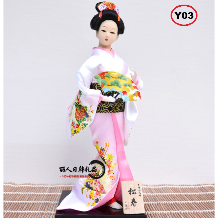 Búp bê Geisha mặc Kimono truyền thống cao 30cm thích hợp trang trí kệ sách, văn phòng, phòng đọc, phòng khách...