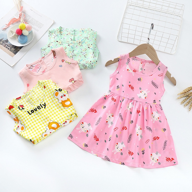 Váy bé gái, đầm bé gái mùa hè chất cotton mềm mịn thoáng mát nhiều hoạ tiết dễ thương