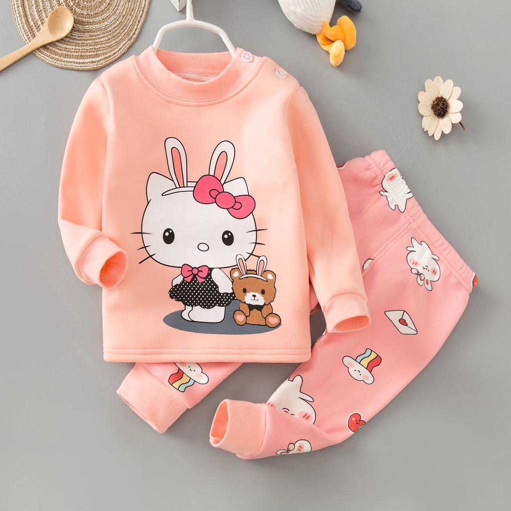 Bộ nỉ nhung vàng thu đông Quảng Châu mềm mịn siêu ấm cho bé gái size nhí nhỡ từ 10-22kg