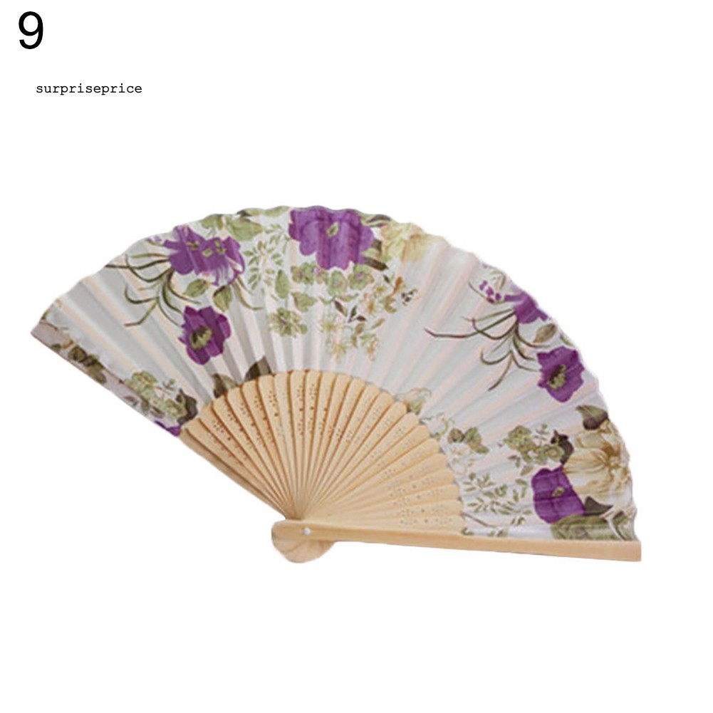 [ HÀNG có sẵn ] quạt tre xếp in hoa phong cách vintage