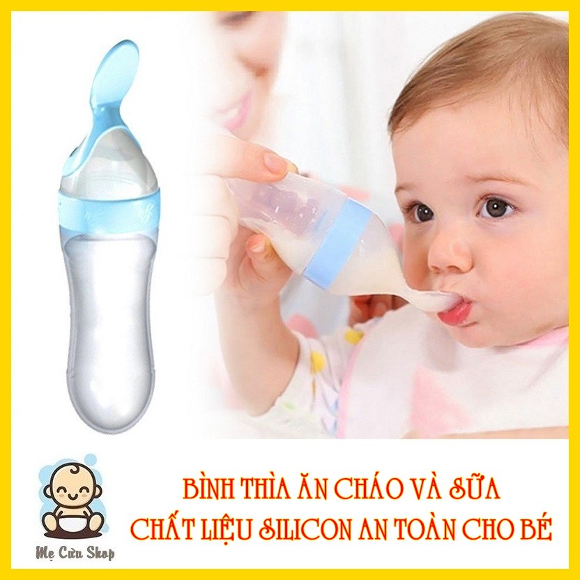 Bình thìa, bình đổ sữa silicon cho bé, giúp bé ăn dặm an toàn hiệu quả - Dung tích 90ml