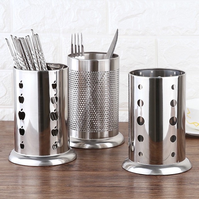Ống đựng muỗng đũa bằng thép không gỉ cao cấp 17x10cm