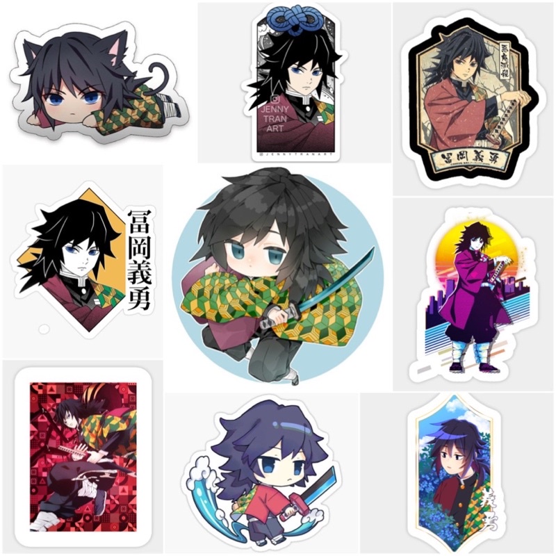 Sticker/hình dán Tomioka Giyuu 30-60 cái ép lụa/ảnh Sticker Thủy trụ Kimetsu no yaiba