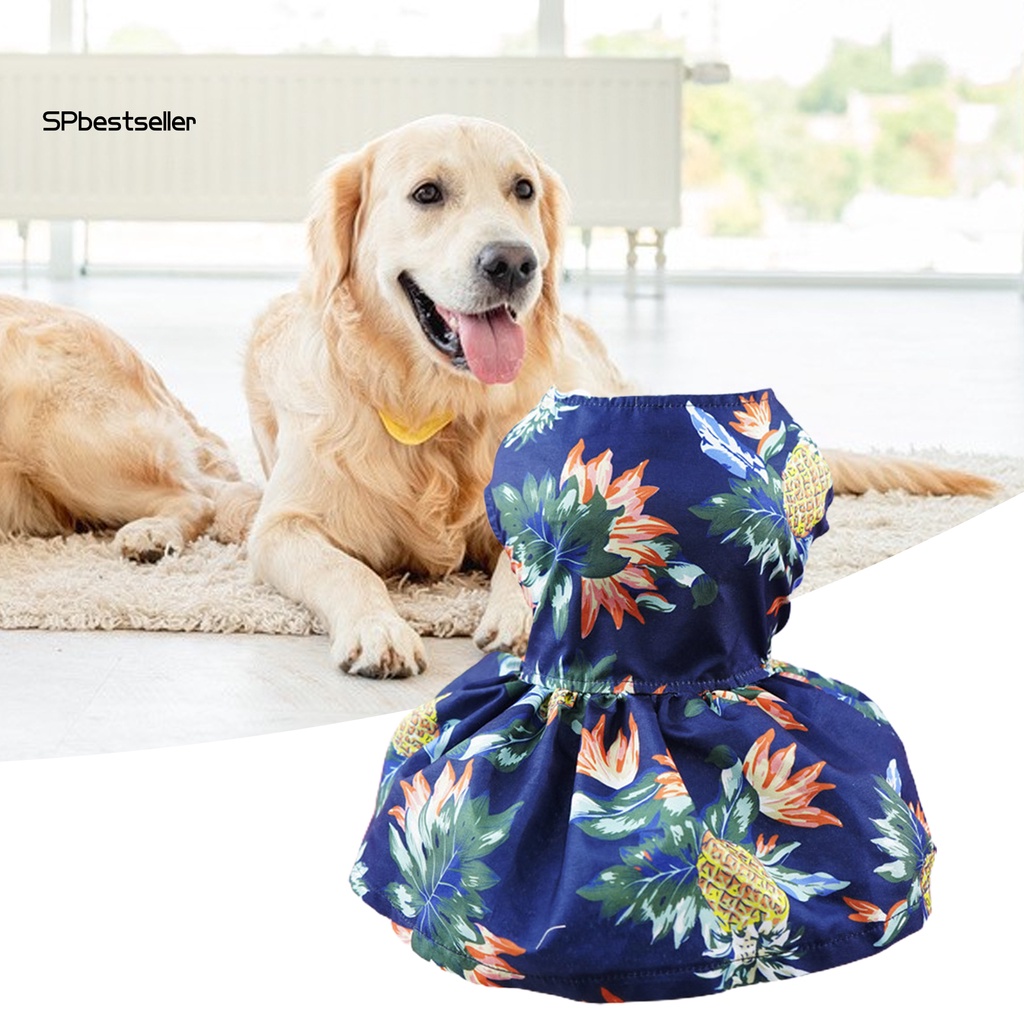 Spbest_đầm In Hoa Nhỏ Vừa Và Lớn Thắt Nơ Trang Trí Cún Cưng Dùng Làm Đạo Cụ Chụp Ảnh