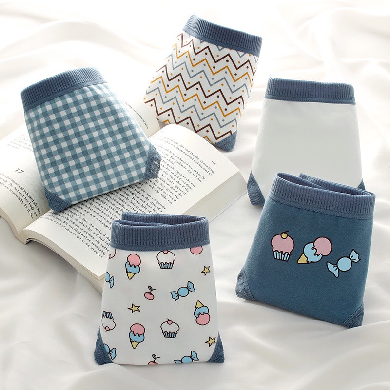 Quần Lót , Quần Chip Nữ Cotton Họa Tiết Kem Siêu Dễ Thương B.A019