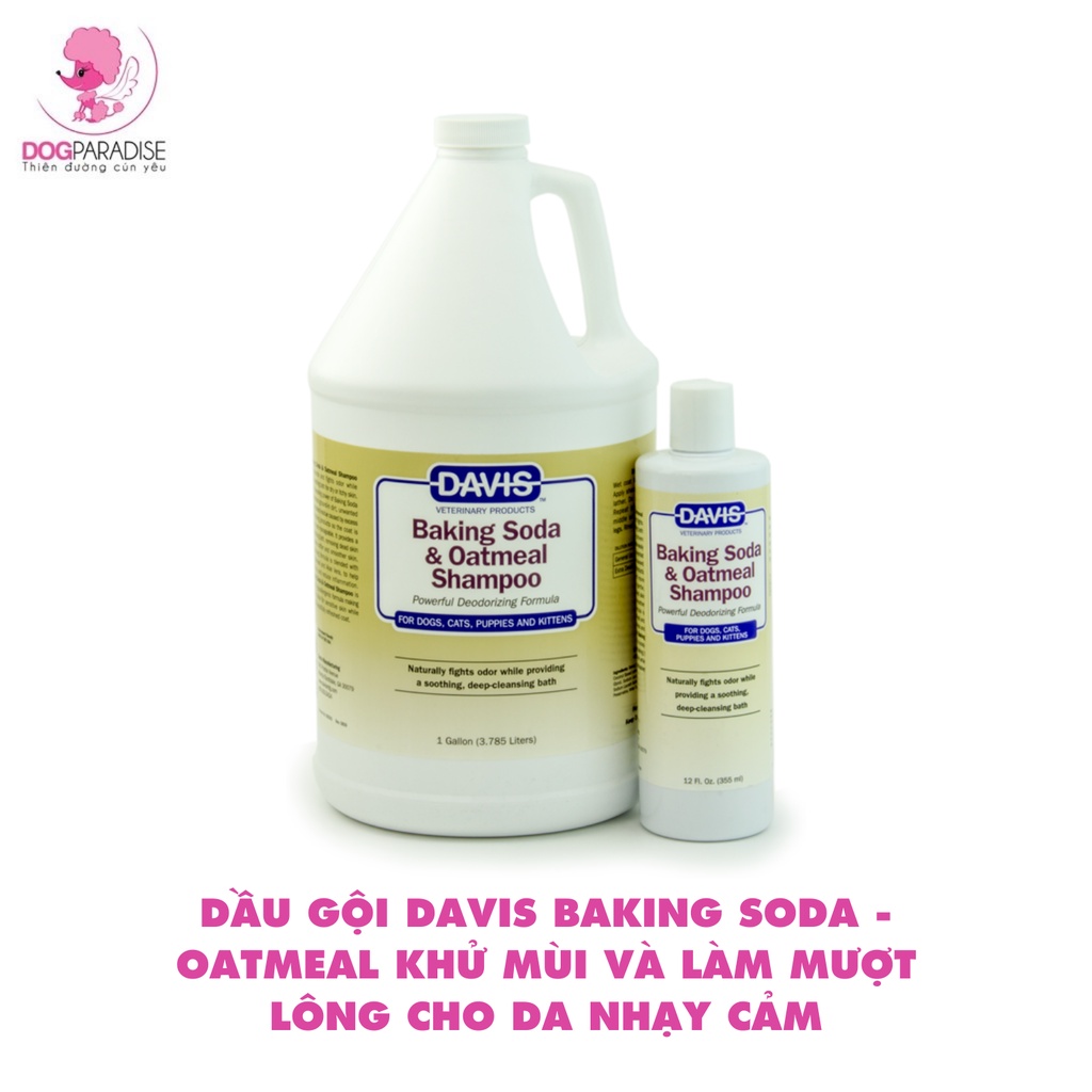 Dầu gội Davis Baking Soda - Oatmeal khử mùi và làm mượt lông cho da nhạy cảm - Dog Paradise