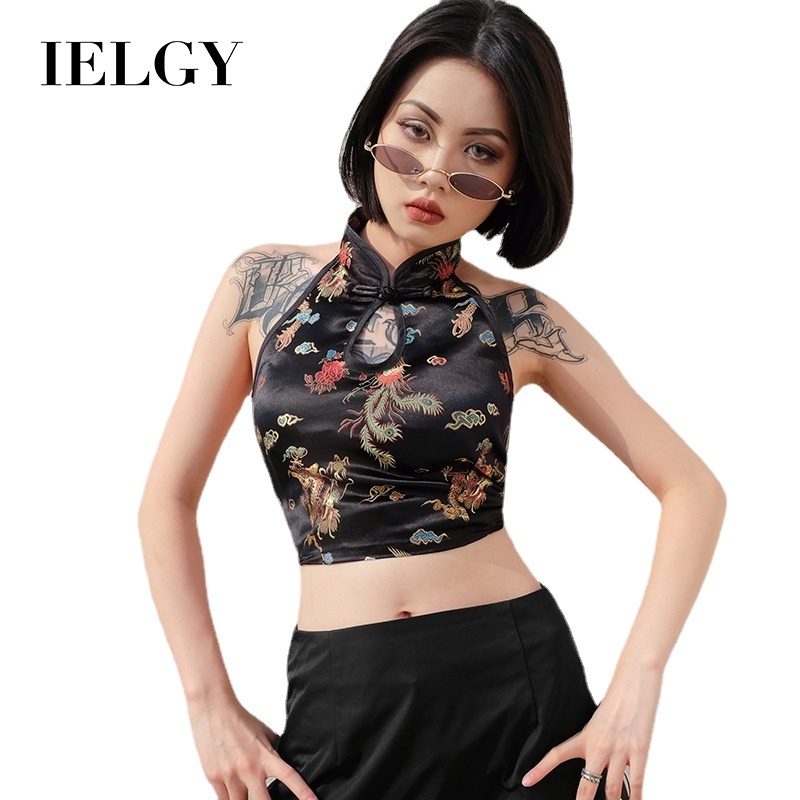 Áo yếm IELGY thêu hình rồng phong cách Trung Hoa thời trang cho nữ
