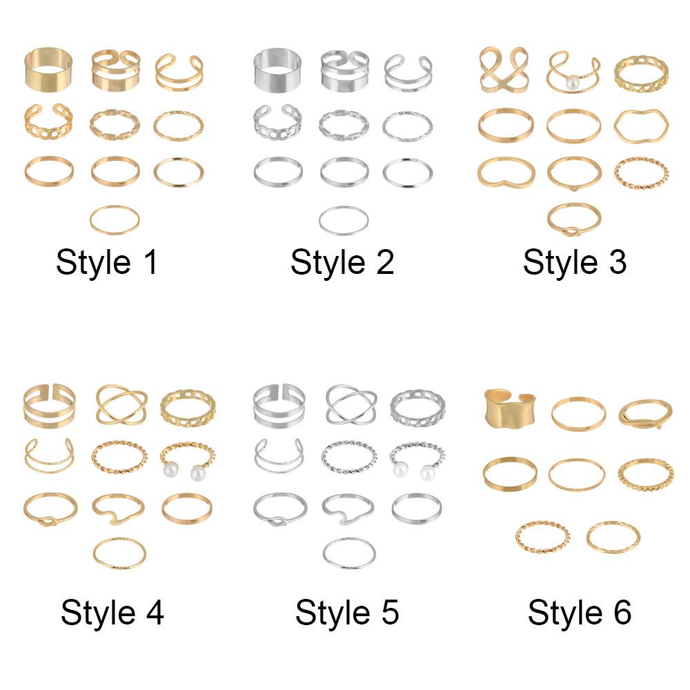 Bộ Nhẫn Thiết Kế Hình Học Thời Trang Cho Nữ|Nhẫn Đốt Ngón Tay Kiểu Hở Hình Chữ Thập Cổ Điển