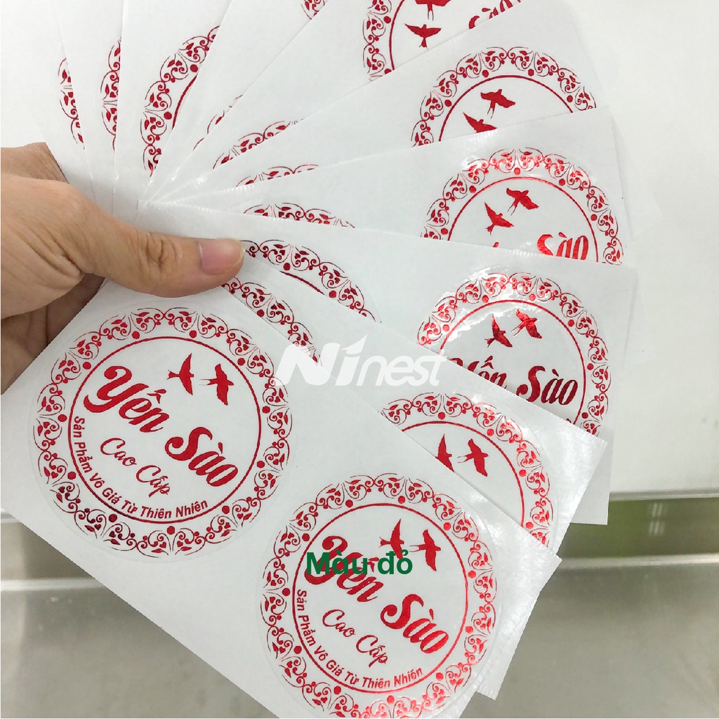 Tem dán hộp yến sào ánh kim cao cấp hình tròn giá rẻ combo 50 cái - Sỉ lẻ phụ kiện ngành yến giá tốt