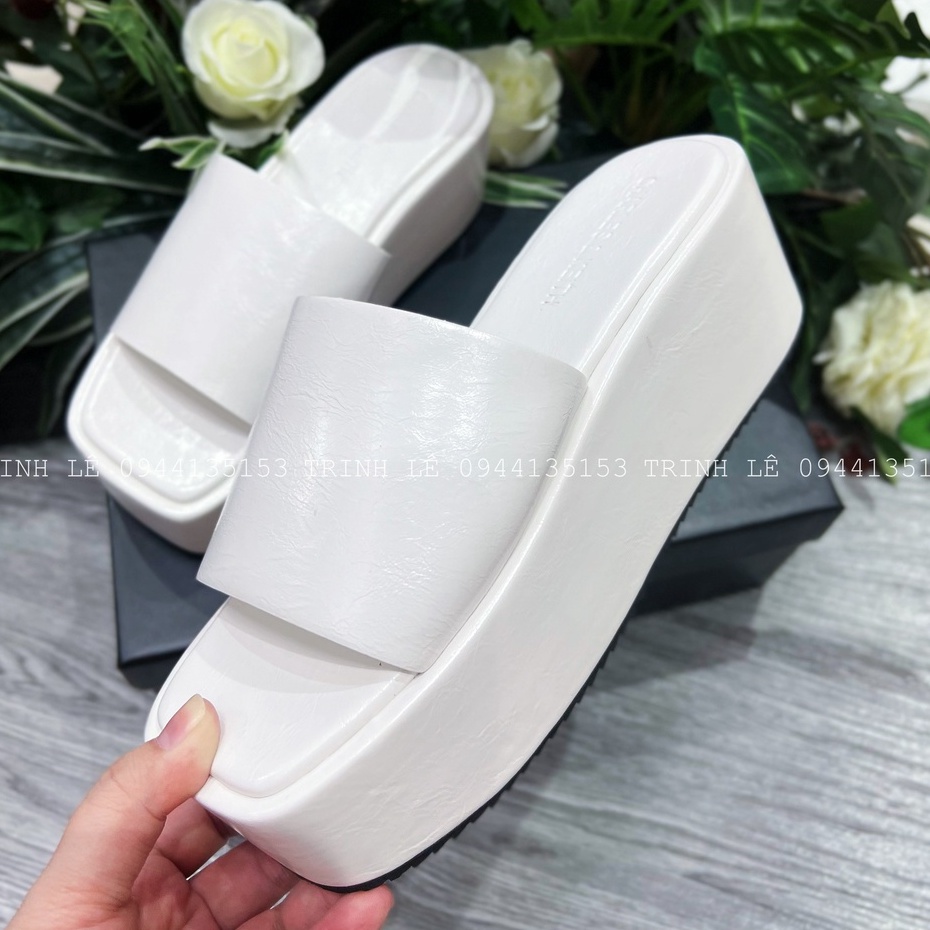 Dép Quai Ngang Nữ Đế Xuồng Cao 7cm Cao Cấp Hot Trend 2022 TRINH LÊ SHOP GIÀY DÉP