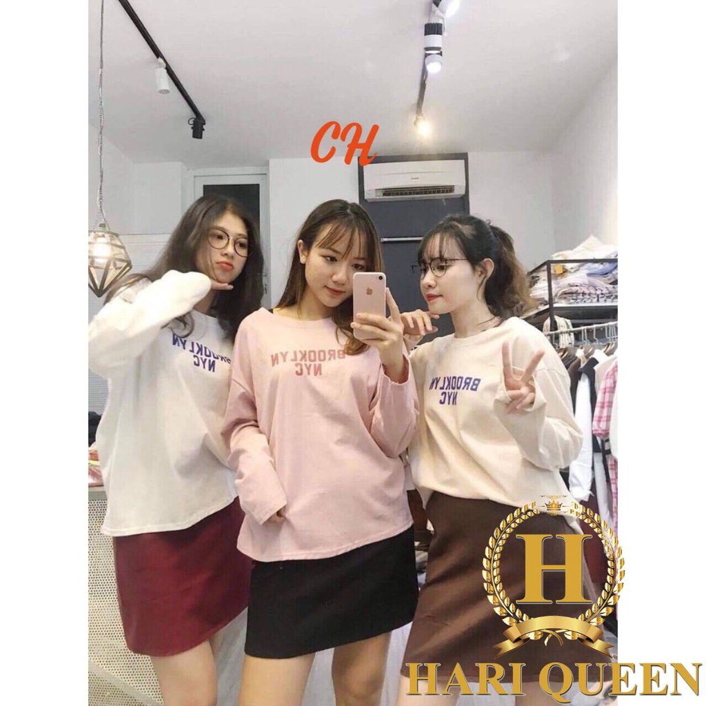 Áo dài tay suông in chữ brooklyn CHU0412