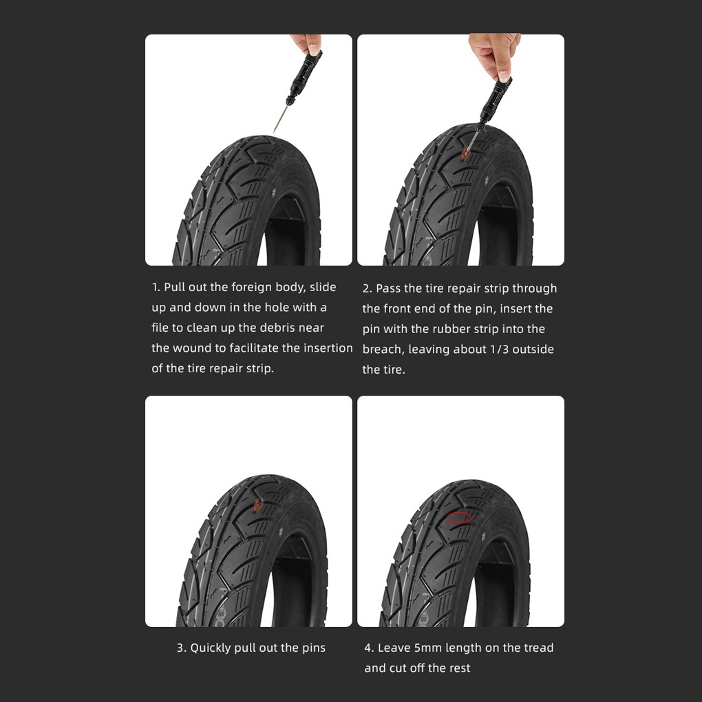 Road Tubeless Tire Aluminum Alloy Repair Kit Bike Tyre Puncture Anti-slip Repairing Rubber Strips Set Cycling