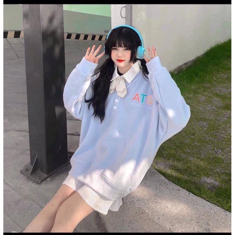 Áo Nỉ Sweet Nữ Form Rộng ATS Tay Dài Bồng Dày Dặn-🔥Áo khoác phom rộng Freeship extra🍀ONE UNISEX | BigBuy360 - bigbuy360.vn