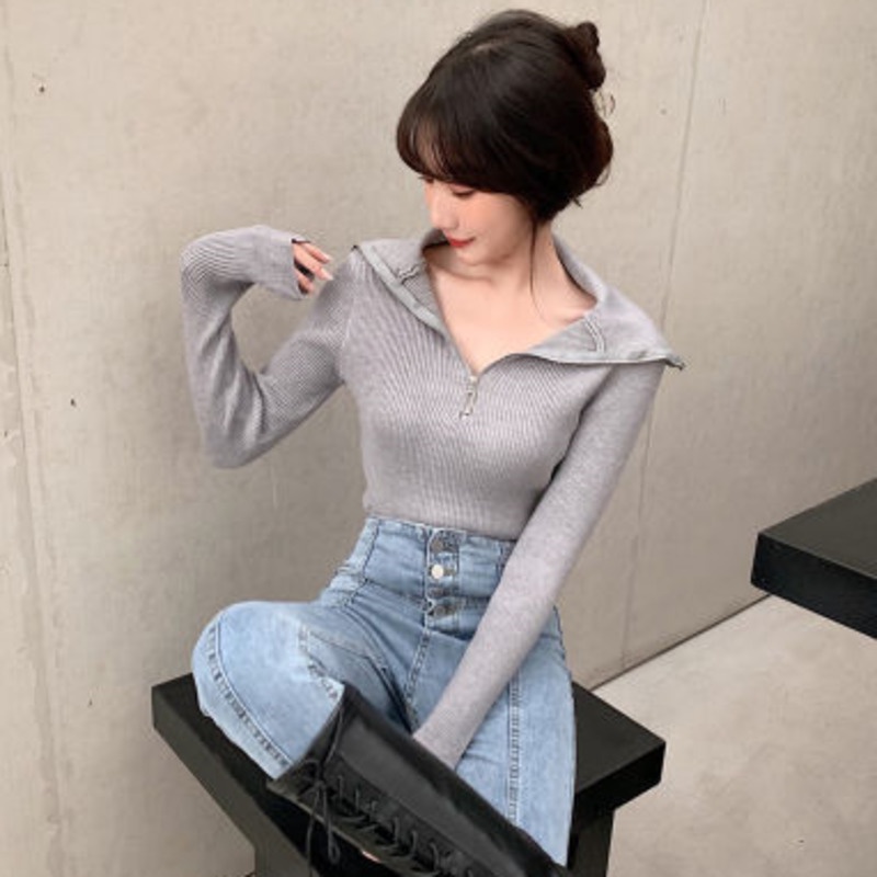 Áo Len Tay Dài Màu Trơn Thời Trang Dành Cho Nữ