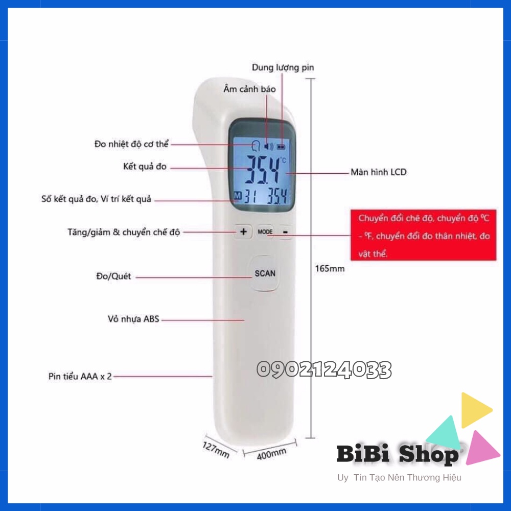 Nhiệt kế điện tử hồng ngoại SCAN INFRARED CK-T1803, Máy đo thân nhiệt (SCAN) BiBi Shop