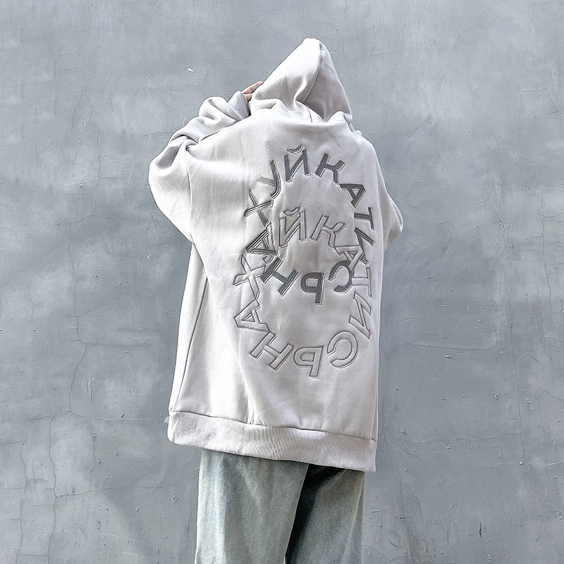 Áo Hoodie Nhung Dáng Rộng Thêu Họa Tiết Phong Cách Harajuku Hàn Quốc Thời Trang Thu Đông Mới Cho Nữ