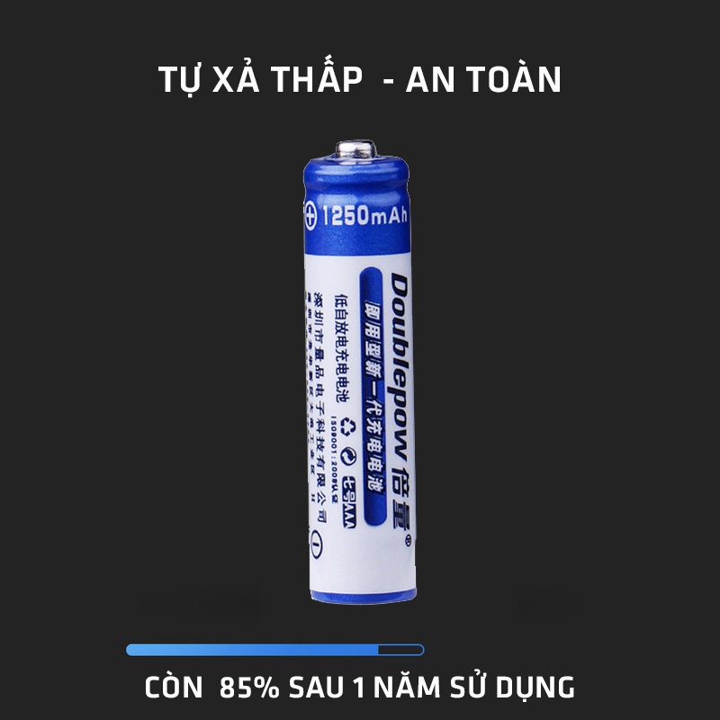 Pin sạc AAA 1250mAh Doublepow Sạc Lại 1200 Lần An Toàn  - Chính Hãng