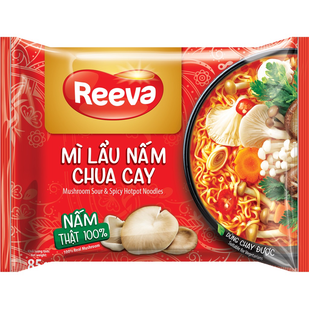 THÙNG 30 GÓI 85G MỲ LẨU NẤM BÀO NGƯ CHUA CAY REEVA DÙNG CHAY ĐƯỢC | BigBuy360 - bigbuy360.vn