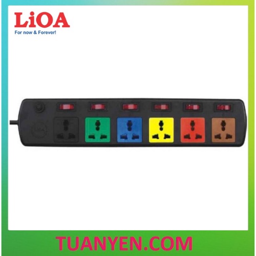 [chính hãng] Ổ cắm điện 6 lỗ 6 công tắc LIOA Model 6DOF32N, ~2000W, dây dài 3m