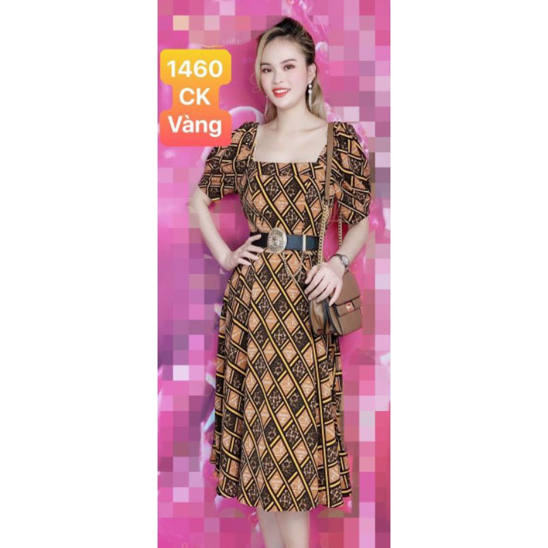 Đầm Xoè Cỗ Vuông tay bòng | BigBuy360 - bigbuy360.vn