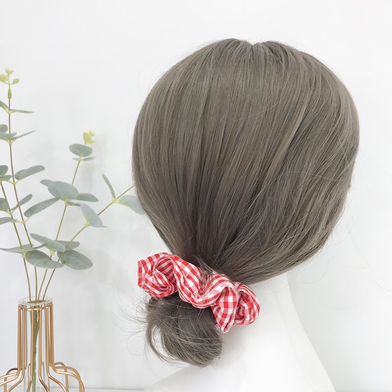 Scrunchies Kẻ Caro Hàn Quốc - Dây buộc tóc/ Cột tóc vải Scrunchies Cao Cấp Molangshop