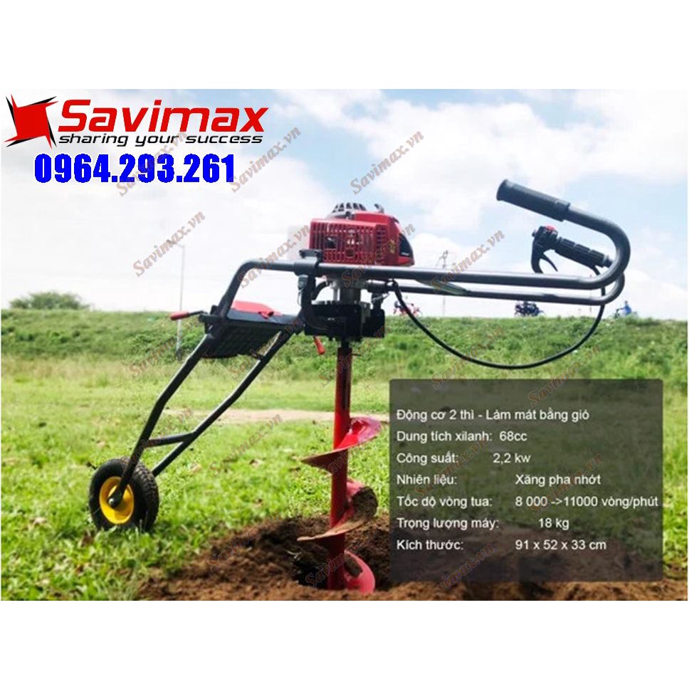 Máy khoan đất đẩy tay Savi khoan lỗ kèm mũi khoan 25cm dài 80cm | BigBuy360 - bigbuy360.vn