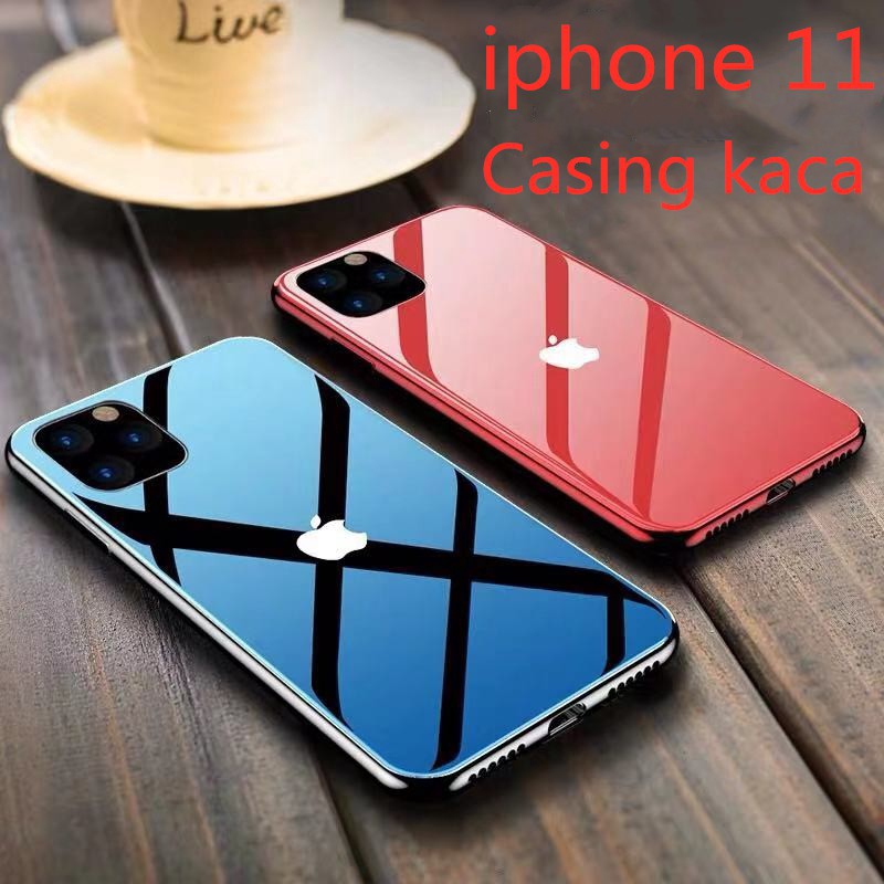 Ốp điện thoại mặt kính cường lực khung viền TPU mạ kim loại cho IPhone6 6S 7 8 Plus Xs 11pro Max XR SE2020