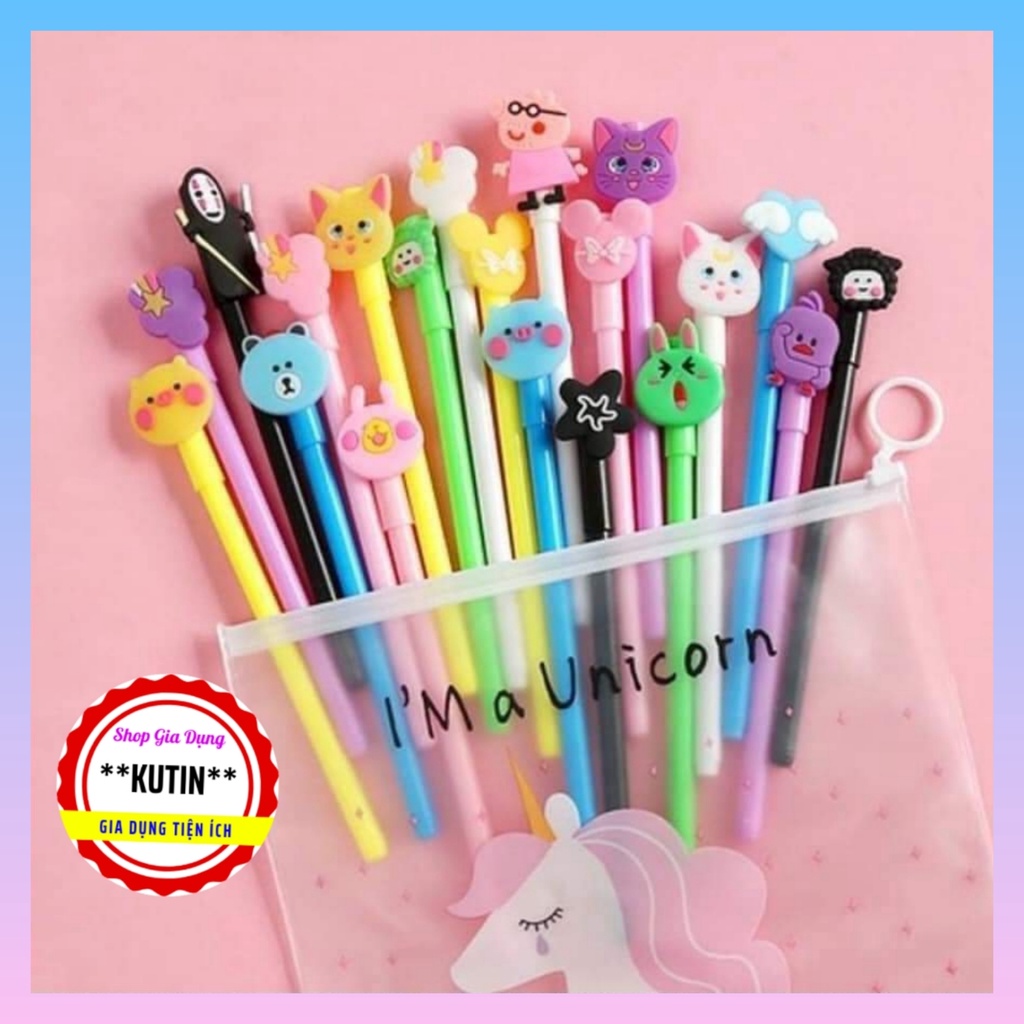 SÉT 20 cây bút bi cute hình đầu thú siêu dễ thương (Tăng kèm túi đựng siêu xinh)