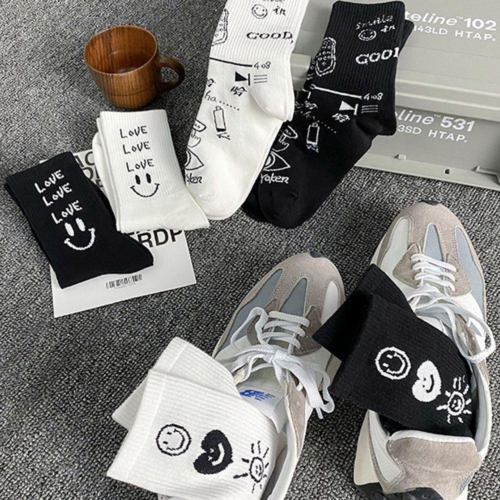 SOMEDAYZL Tất In HìNh MặT CườI Dễ Thương Cho CặP Đôi