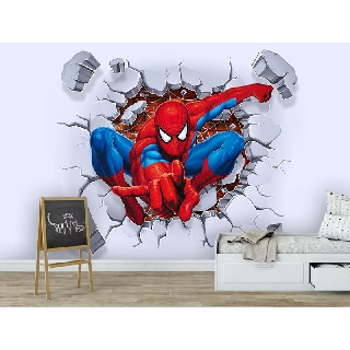 Tranh dán tường 3D VTC Hình nghệ thuật siêu nhân trang trí cho bé UD1253 kim sa nhiều mẫu và kích thước