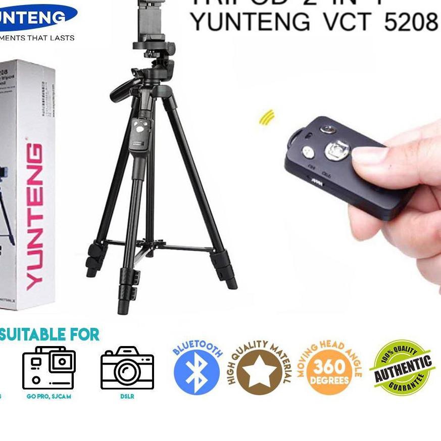 Chân Tripod Yunteng Vct-5208 Điều Khiển Bluetooth Cho Máy Ảnh Dslr / Điện Thoại