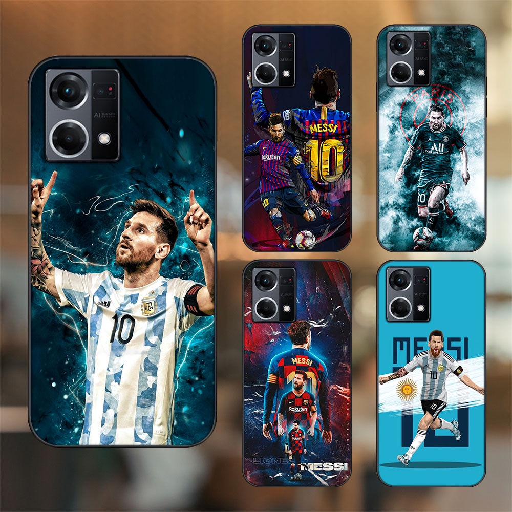 Ốp lưng Oppo Reno 8 4G viền đen in hình Lionel Messi Barcelona PSG