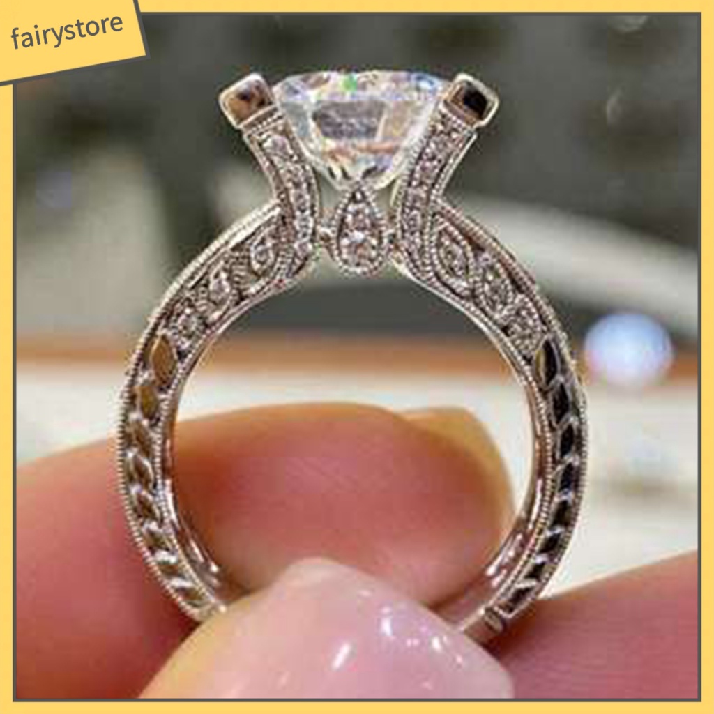 Nhẫn Đính Hôn Đính Đá Zircon Sang Trọng Cho Nữ