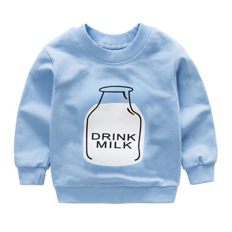 Áo thun dài tay in họa tiết bình sữa đáng yêu cho bé