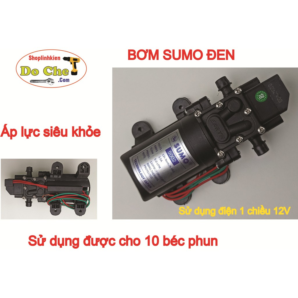 Máy bơm nước mini 12V áp lực cao Lưu lượng nước 3.5L phút Sumo 5002 Sử dụng làm bộ phun sương tưới cây bộ rửa xe mini