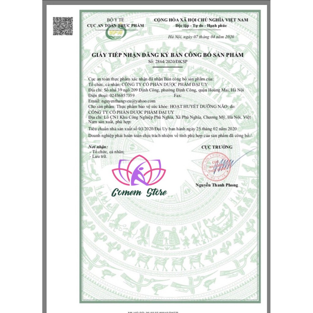 Hoạt Huyết Dưỡng Não ĐẠI UY