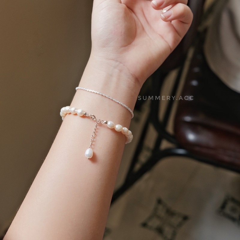 Vòng tay bạc 925 SUMMERY dạng chuỗi lấp lánh lắc tay S925
