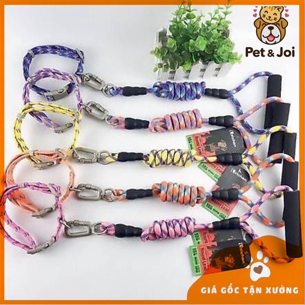 Dây dắt thổ cẩm kèm vòng cổ cho chó mèo