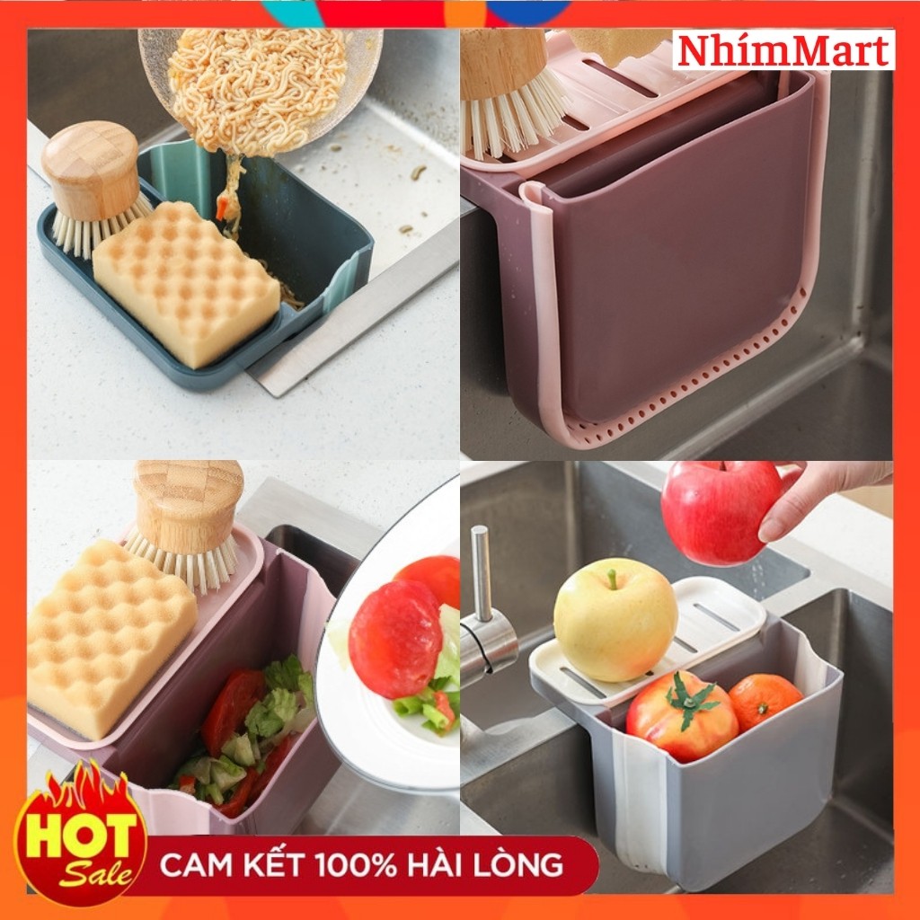 Rổ Đựng Đồ Ăn Dư Thừa Treo Bồn Rửa Chén Bát Nhà Bếp Kệ Giỏ Góc Tam Giác Chặn Lọc Thức Ăn Rác Thải Siêu Tiện Lợi