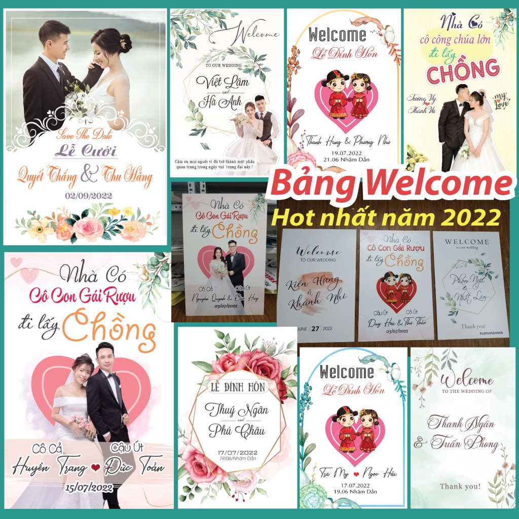 Bảng cưới, bảng chào, bảng đón khách để cổng cưới, trang trí đám cưới - hnbchibi