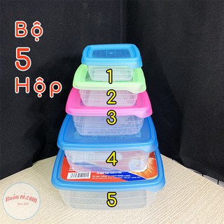 Bộ 5 hộp nhựa đựng thực phẩm Song Long 2812 giúp bảo quản đồ ăn Buôn Rẻ 01174
