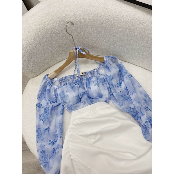 SET ÁO XANH KÈM VÁY TRẮNG _ KÈM FEEDBACK KHÁCH ig: nitontgt.cutie