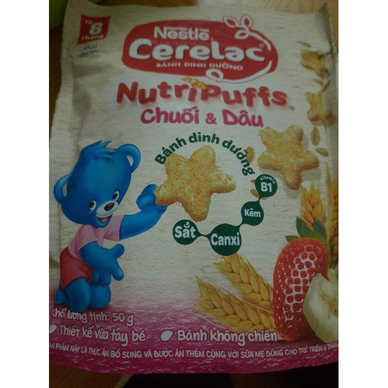 Bánh ăn dặm Nestle' Cerelac vị chuối cam/chuối dâu gói 50gr (date t1/22)