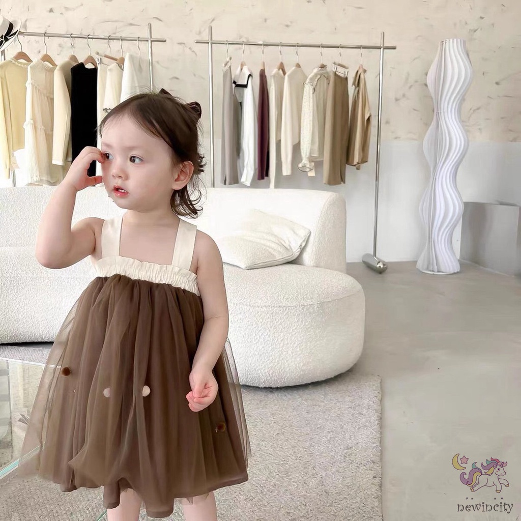 Đầm Công Chúa Sát Nách Hở Lưng Phong Cách Hàn Quốc Cho Bé Gái