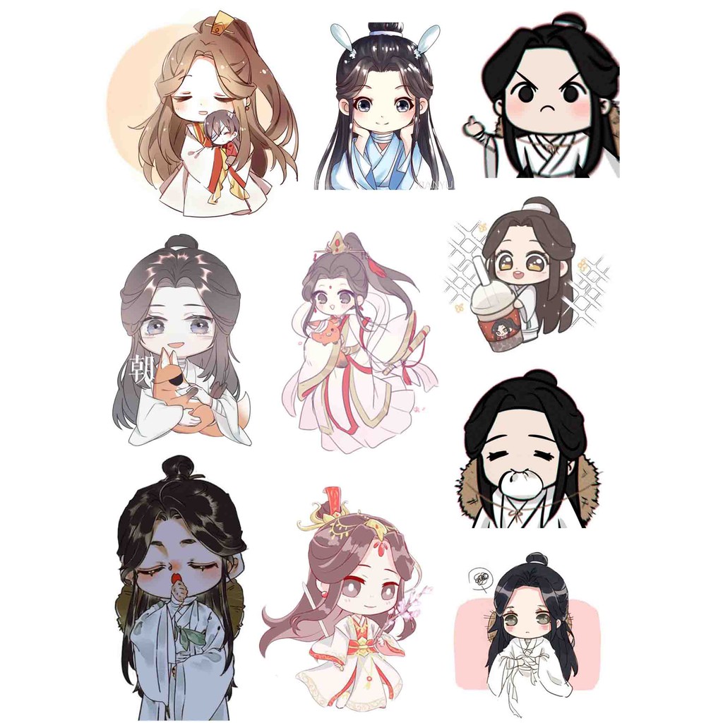 Sticker 10 hình Chibi Thiên Quan Tứ Phúc/ Hoa Thành/ Tạ Liên