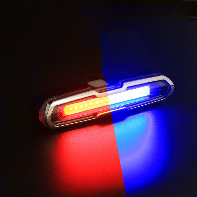 Đèn led gắn đuôi xe đạp leo núi MOSOWORLD 8 bóng có thể sạc lại bằng cổng USB 3 màu
