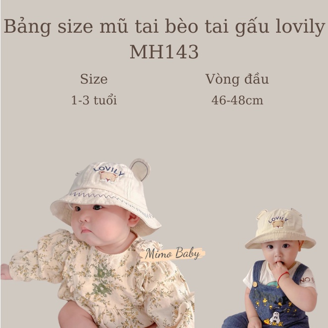 Mũ bucket, nón tai bèo tai gấu in chữ lovily đáng yêu cho bé MH143 Mimo Baby
