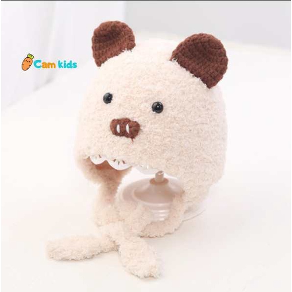 Mũ len lông cừu tai gấu đáng yêu cho bé trai bé gái từ 8 tháng đến 3 tuổi