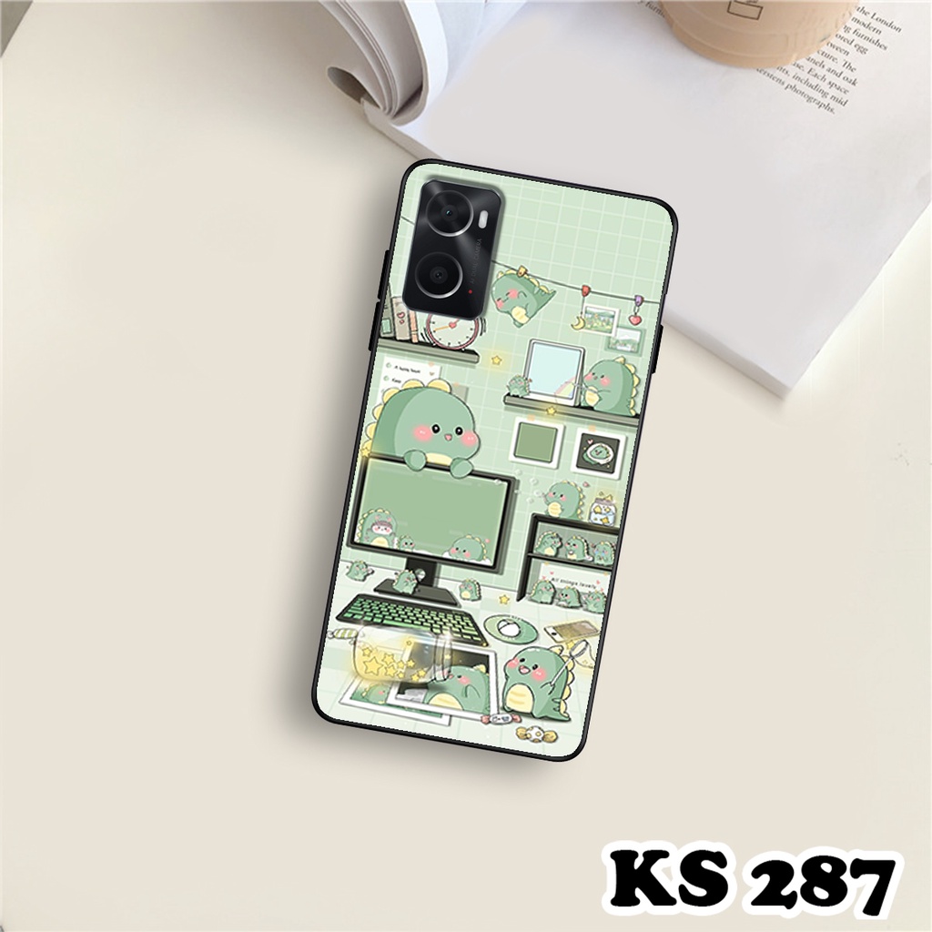 Ốp lưng Oppo A36 - Oppo A76 - Ốp in hình khủng long DinoCute - Lưng nhám viền TPU